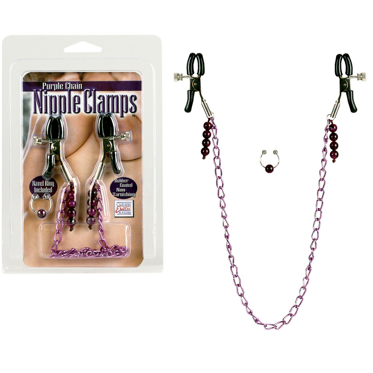 Фиолетовая цепь с зажимами на соски Purple Chain Nipple Clamps - фото 128751