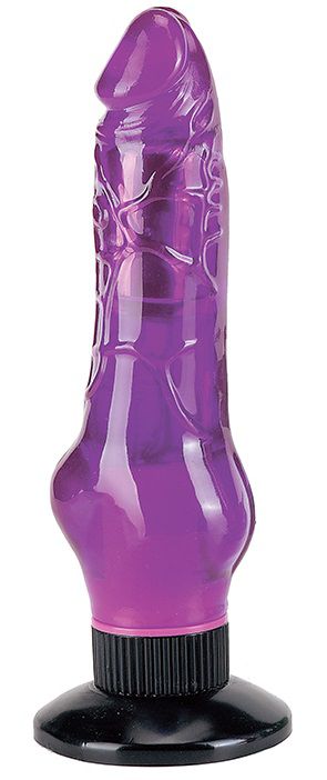 Фиолетовый водонепроницаемый вибромассажер на присоске - 17,5 см. - фото 128849