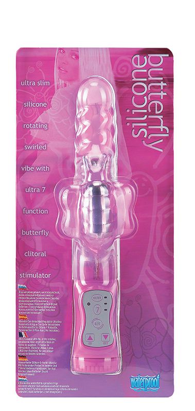 Ротатор со стимулятором клитора-бабочкой BUTTERFLY - 21,5 см. - фото 128861