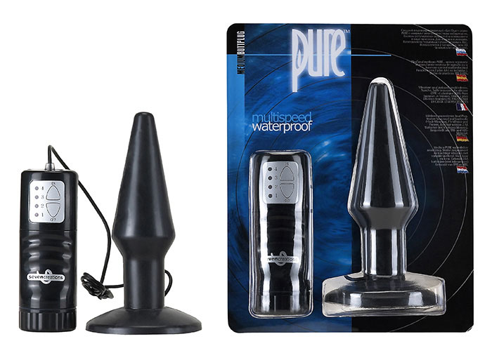 Черная анальная пробка с вибрацией Pure - 11,4 см. - фото 128889 Черная анальная пробка с вибрацией Pure - 11,4 см. - фото 128889