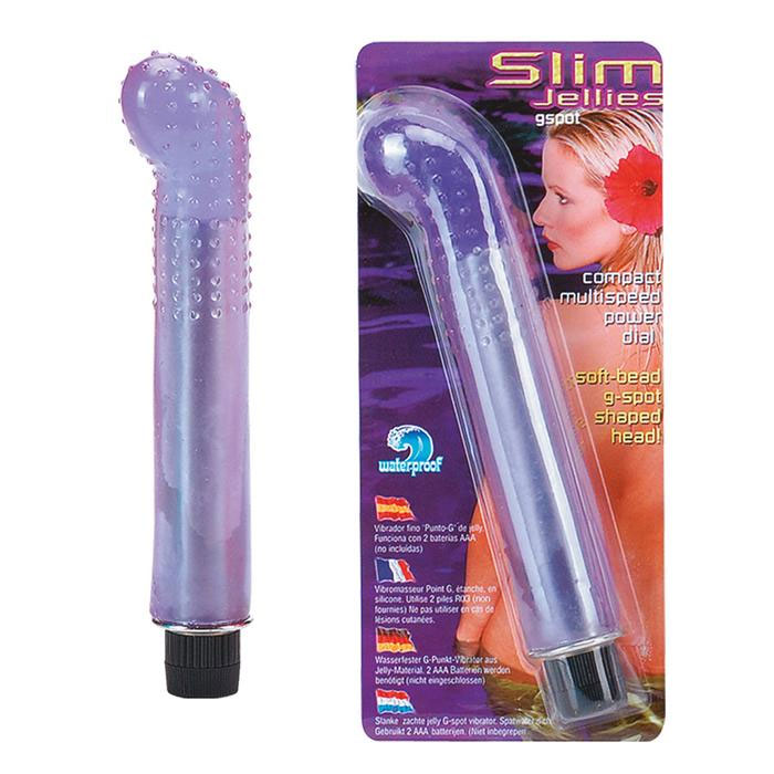 Водонепроницаемый фиолетовый массажер G-точки SLIM JELLY G-SPOT VIBRATOR - 15,2 см. - фото 128908