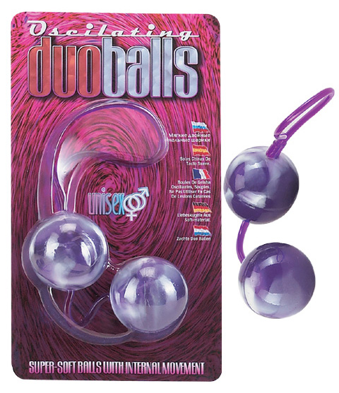Фиолетово-белые вагинальные шарики со смещенным центром тяжести - фото 128932