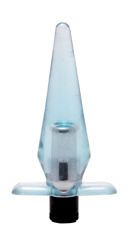 Голубая анальная пробка-конус SlimLine - 9 см. - фото 191092