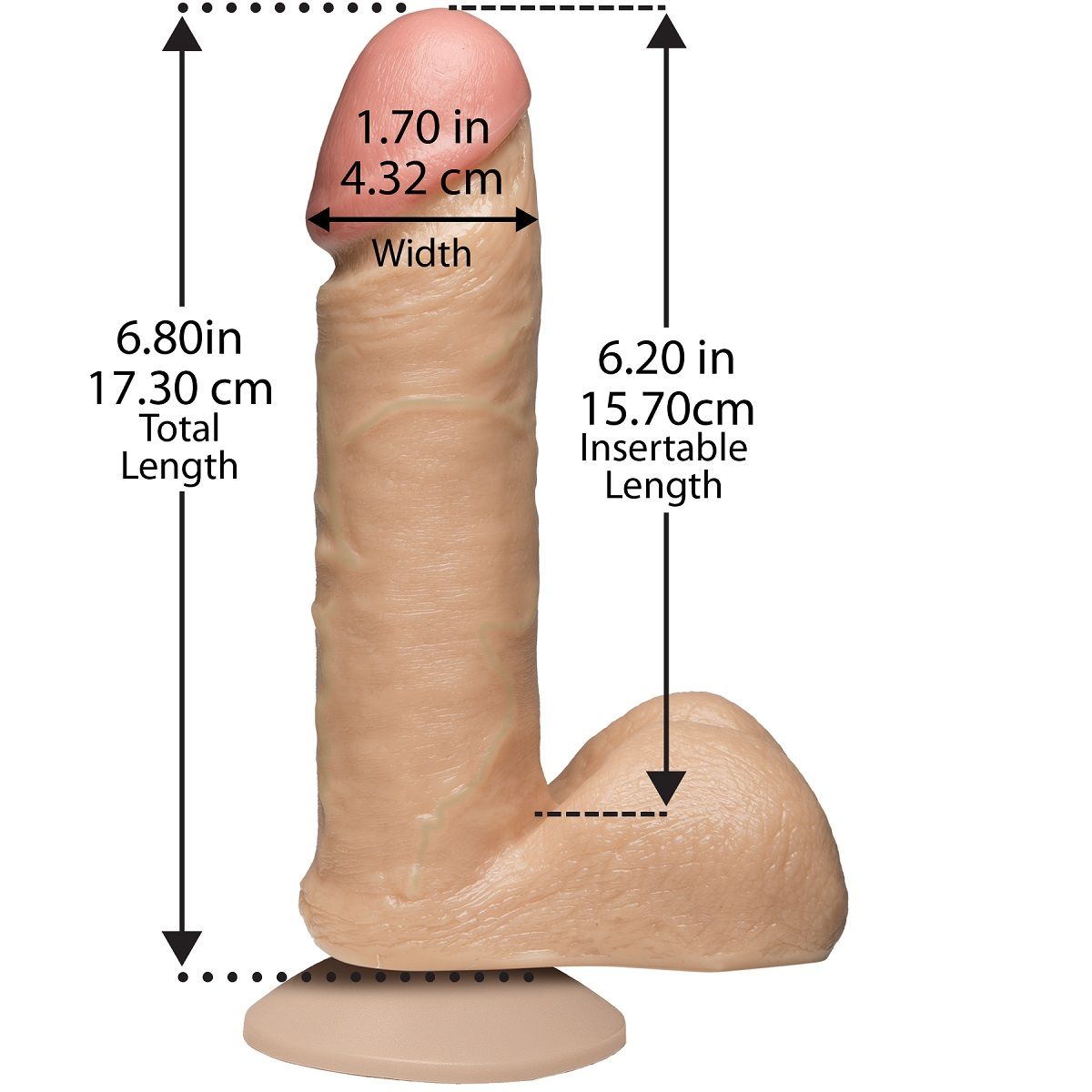 Фаллоимитатор на присоске The Realistic Cock 6” with Removable Vac-U-Lock Suction Cup - 17,3 см. - фото 128506