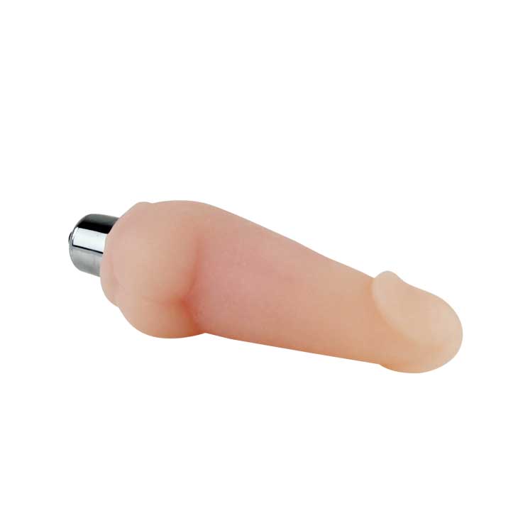 Телесный мини-вибромассажер из TPR-материала - 12 см. - фото 129116