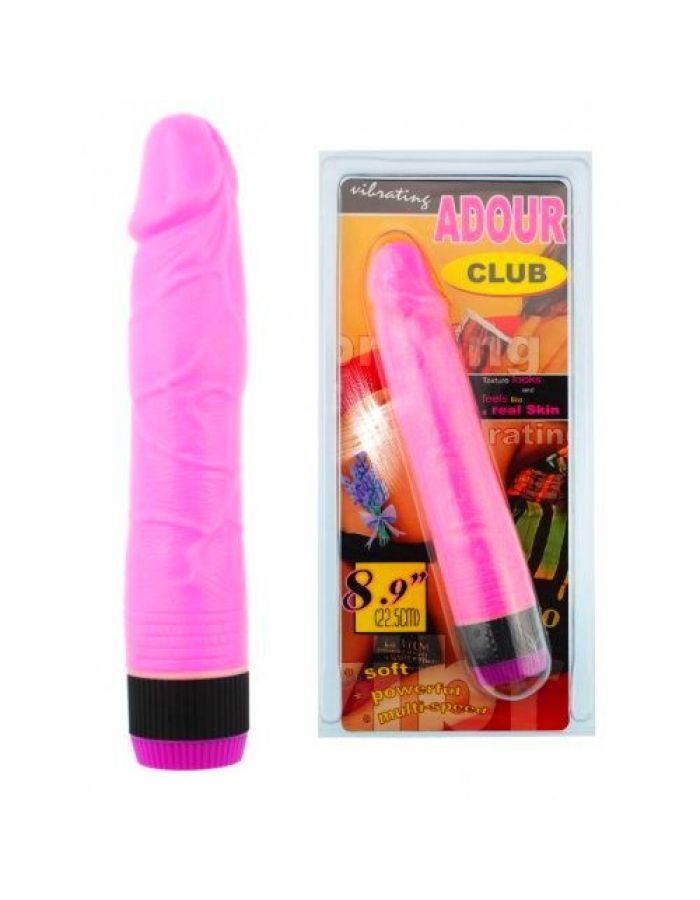 Ярко-розовый вибратор-реалистик - 22,5 см. - фото 129124