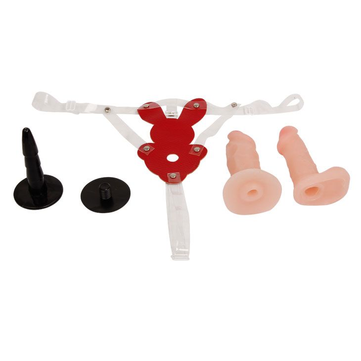 Женский страпон с двумя сменными насадками - 10,6 и 10,6 см. - фото 129176