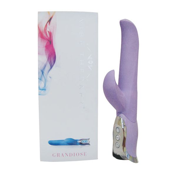 Cиреневый вибромассажер с ротацией Grandiose - 27 см. - фото 129179