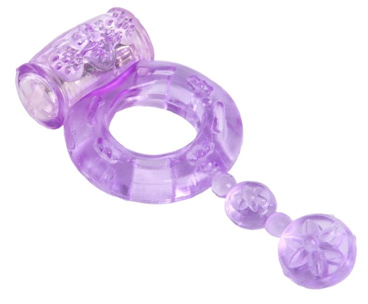 Фиолетовое эрекционное кольцо с вибратором - фото 307397