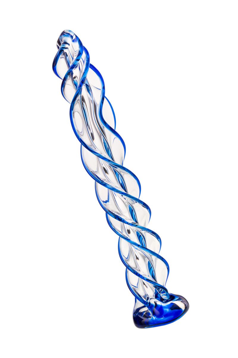 Прозрачный фаллос из стекла со спиралью - 18 см. - фото 129385