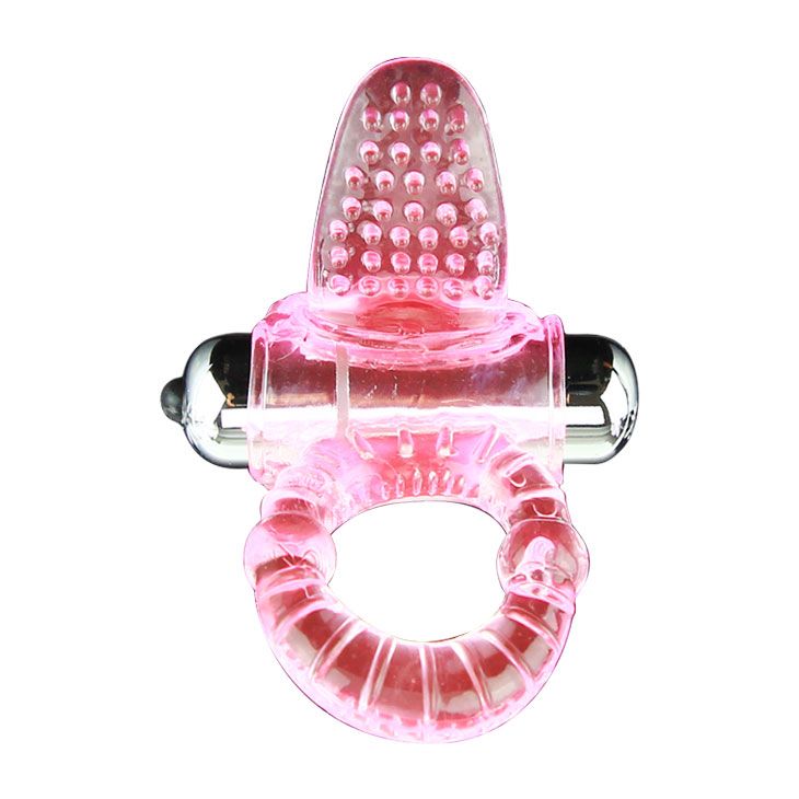 Эрекционное кольцо с вибростимулятором клитора в форме язычка - фото 129552