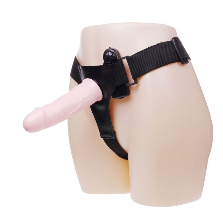 Полый страпон на трусиках с вибрацией и выносным пультом управления - 17 см. - фото 129766