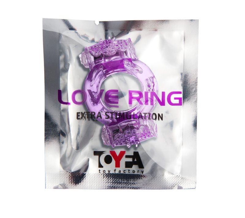 Фиолетовое виброкольцо с двумя вибропульками - фото 129805