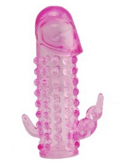 Розовая насадка со стимуляторами ануса и клитора - 12,5 см. Sextoy 2011 00113C-2 - фото 696614