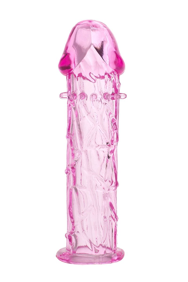 Гладкая розовая насадка с усиками под головкой - 12,5 см. - фото 144353