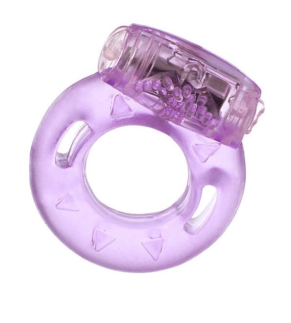 Фиолетовое эрекционное кольцо с виброэлементом в верхней части - фото 144357