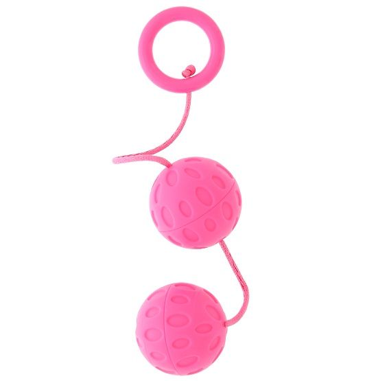 Розовые вагинальные шарики с рельефом GOOD VIBES ROTO BALLS - фото 70226