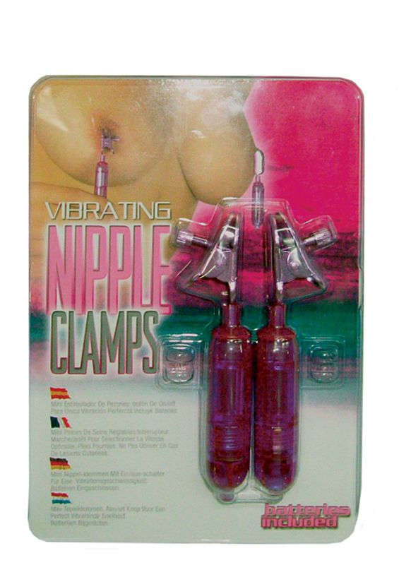 Фиолетовые виброклипсы для груди VIBRATING NIPPLE CLAMPS - фото 130145 Фиолетовые виброклипсы для груди VIBRATING NIPPLE CLAMPS - фото 130145