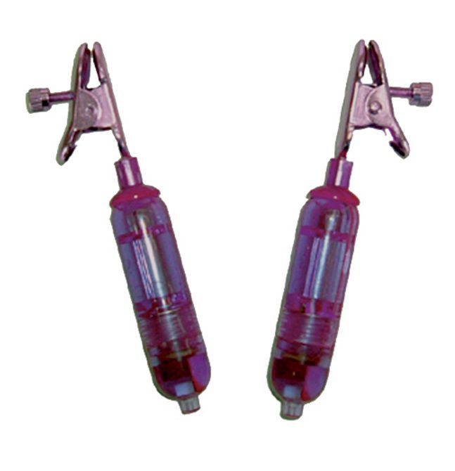 Фиолетовые виброклипсы для груди VIBRATING NIPPLE CLAMPS - фото 130144