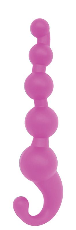Розовая анальная цепочка PLAY CANDI BUBBLE GUM - 17 см. - фото 130200