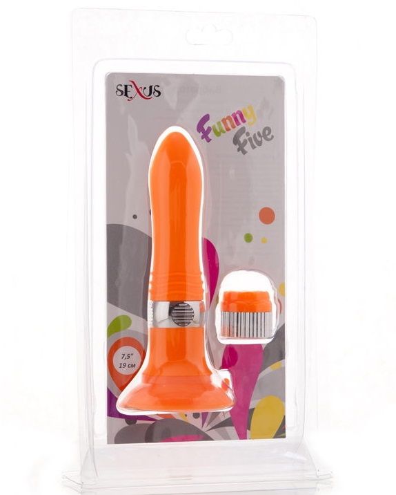 Оранжевый водонепроницаемый вибратор на присоске со сменной панелью управления - 19 см. - фото 130358 Оранжевый водонепроницаемый вибратор на присоске со сменной панелью управления - 19 см. - фото 130358