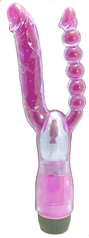 Двойной анально-вагинальный вибромассажер Xcel - 25 см. - фото 128568