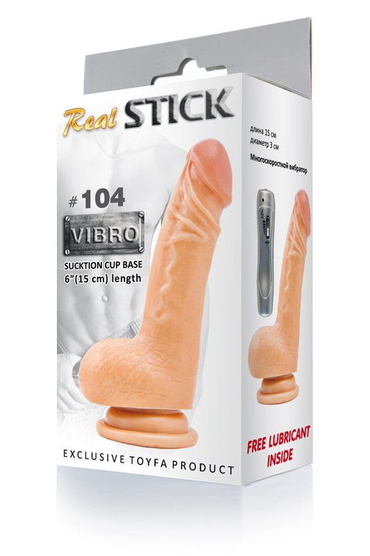 Реалистичный вибратор RealStick #104 с пультом ДУ - 15 см. - фото 130419