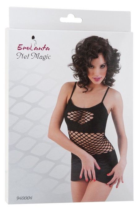 Черное бесшовное платье с вставками из крупной сетки - фото 130446 Черное бесшовное платье с вставками из крупной сетки - фото 130446