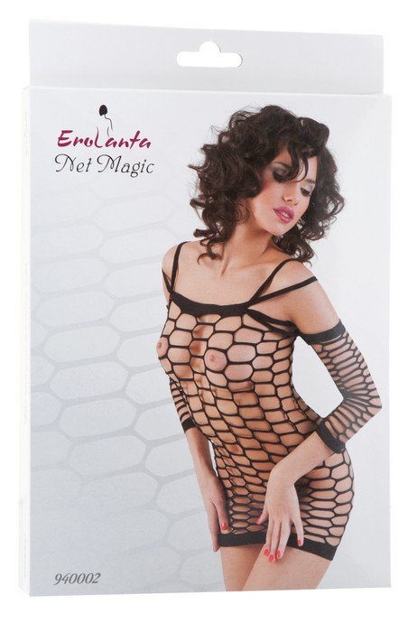 Черное бесшовное платье-сетка - фото 130454