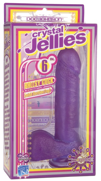 Фиолетовый гелевый фаллос CRYSTAL JELLIES - 18 см. - фото 205336