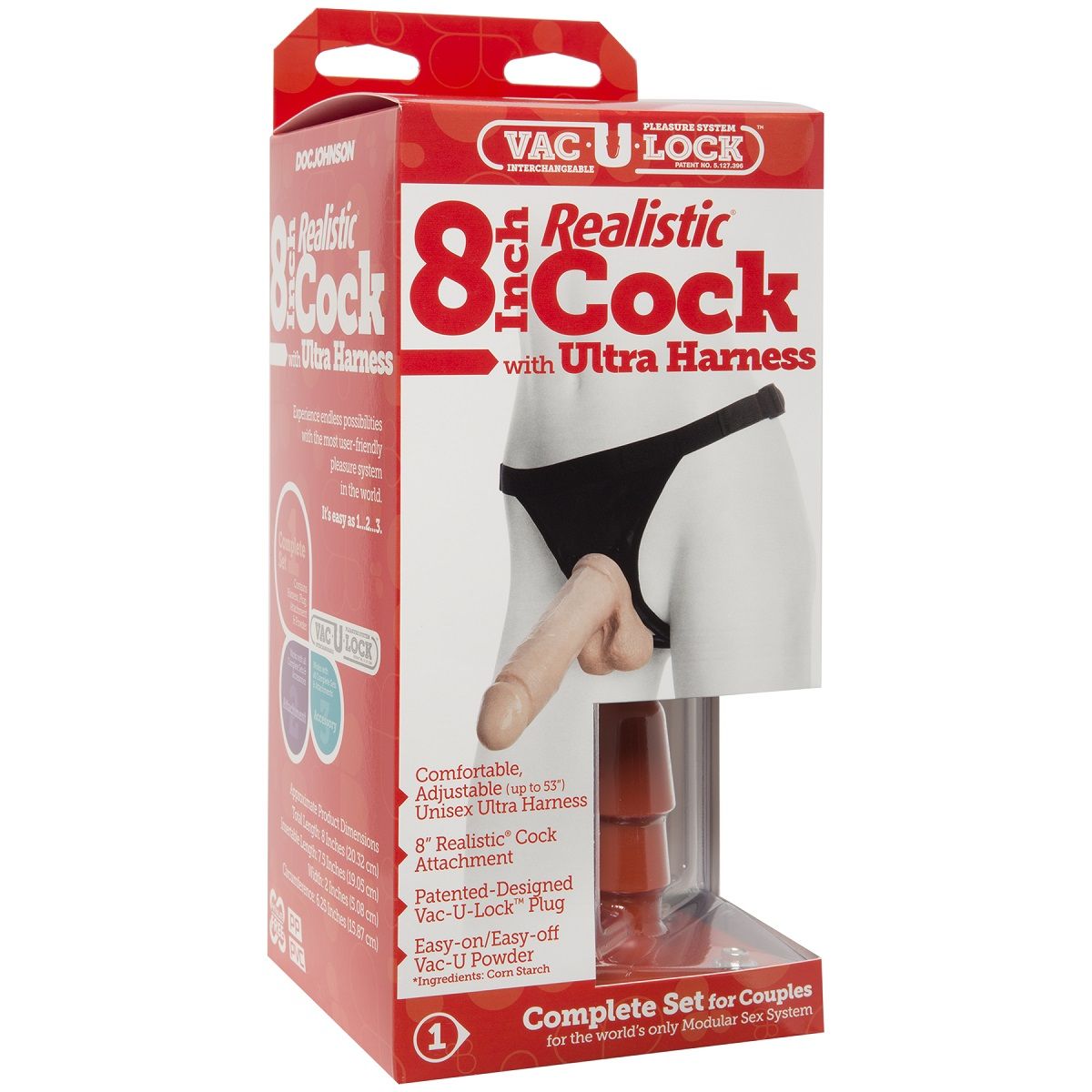 Насадка с трусиками Vac-U-Lock Set 8 Realistic Ultra Harness - 20,6 см. - фото 131109