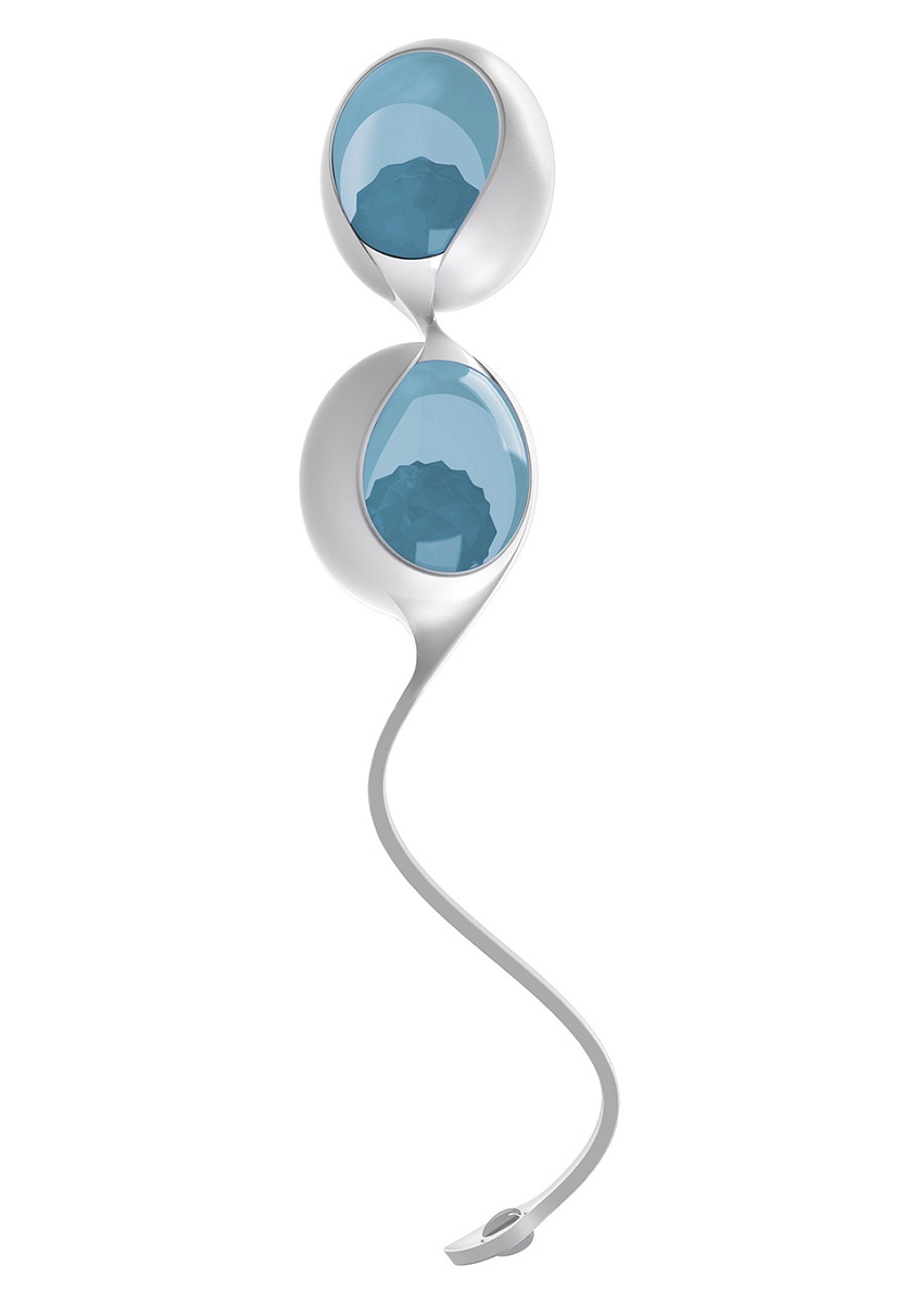 Голубые вагинальные шарики L1 со сменными бусинами серого цвета - фото 306084