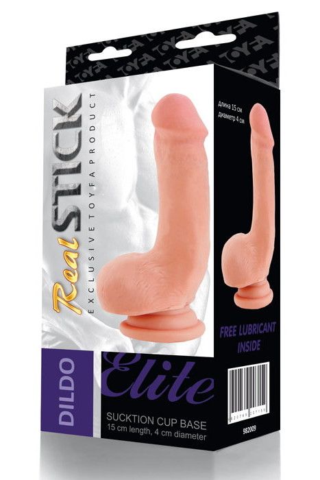 Телесный фаллоимитатор на присоске - 15 см. - фото 131215