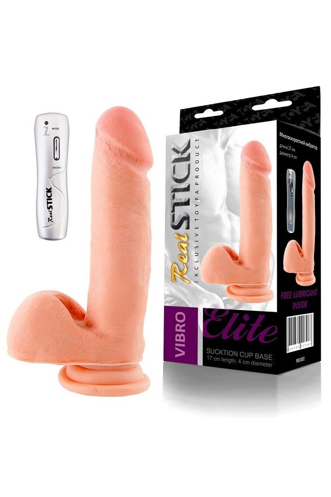 Телесный вибратор на присоске - 17 см. - фото 131219