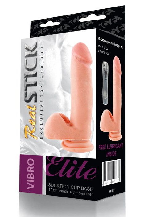 Телесный вибратор на присоске - 17 см. - фото 131220