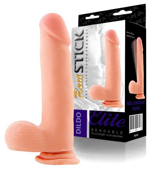 Гнущийся фаллоимитатор на присоске - 18 см. - фото 131228