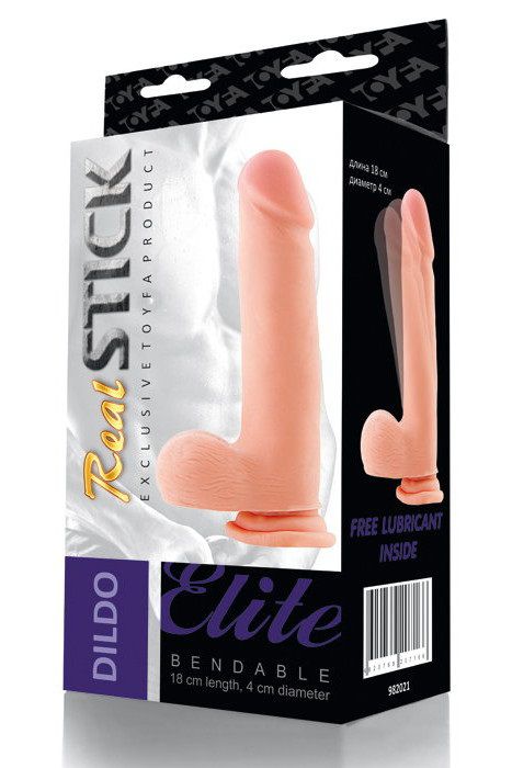 Гнущийся фаллоимитатор на присоске - 18 см. - фото 131229