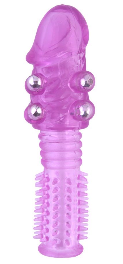 Фиолетовая стимулирующая насадка с шипами и шишечками - 13,5 см. - фото 292336