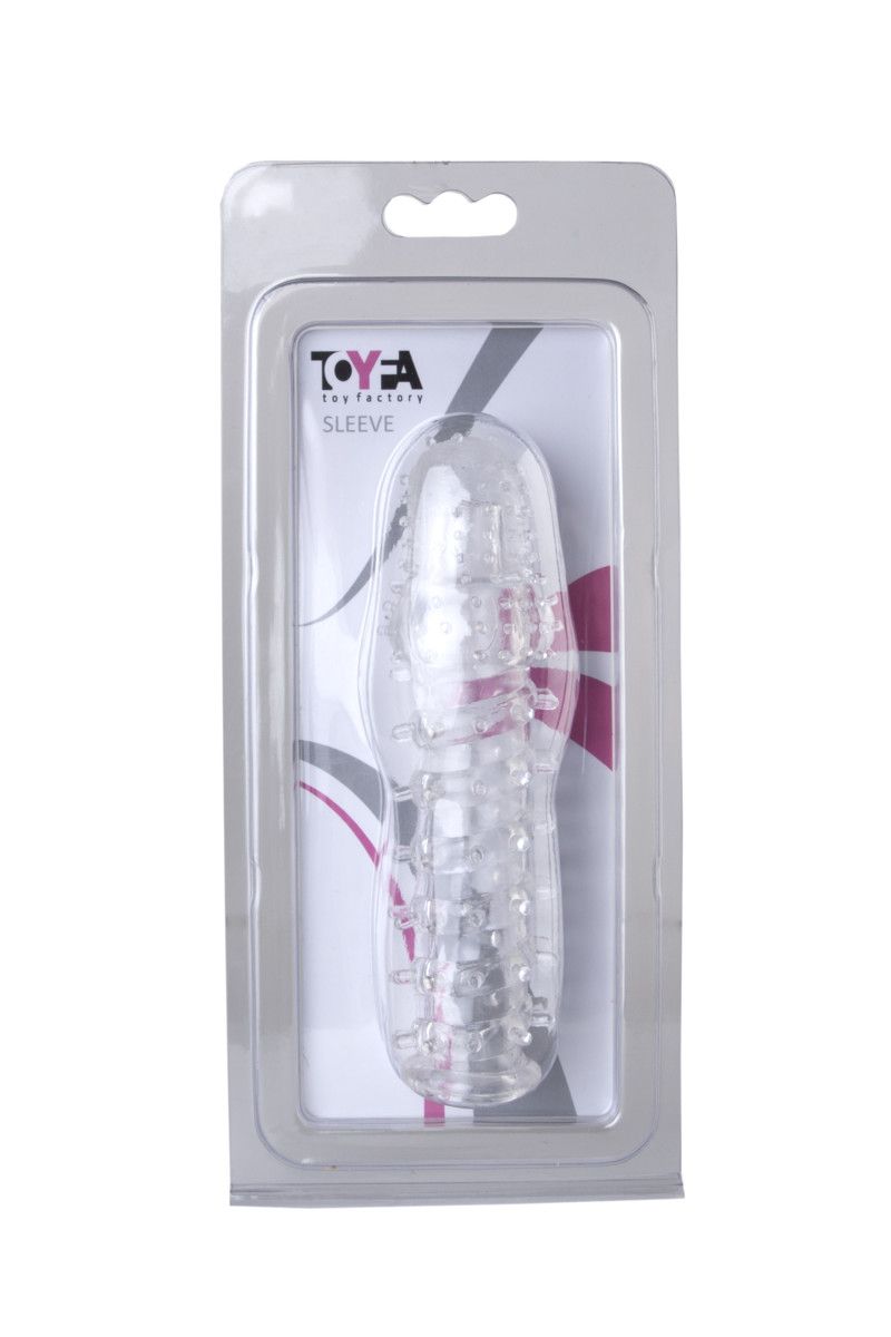 Прозрачная, закрытая насадка с шипами и точками - 13,5 см. - фото 131312