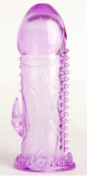Фиолетовая гелевая насадка с шипами - 13 см. - фото 131358