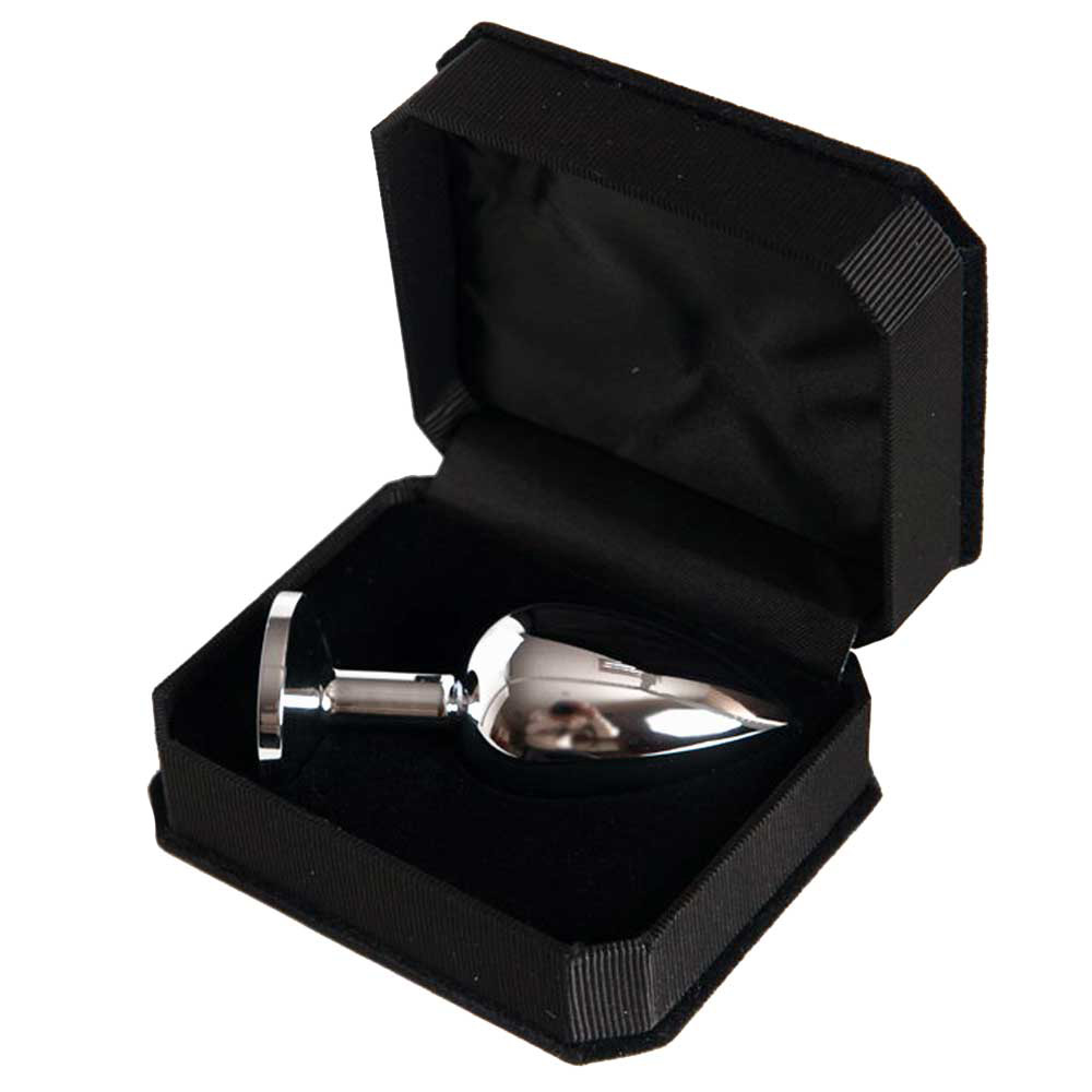 Большая серебристая анальная втулка с прозрачным кристаллом - фото 131378