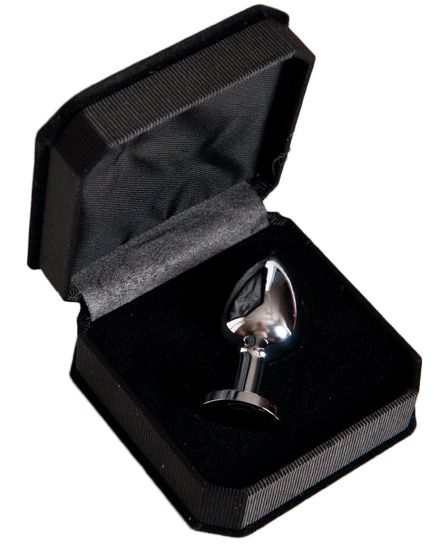 Маленькая серебристая анальная втулка с чёрным кристаллом - 6 см. - фото 131383