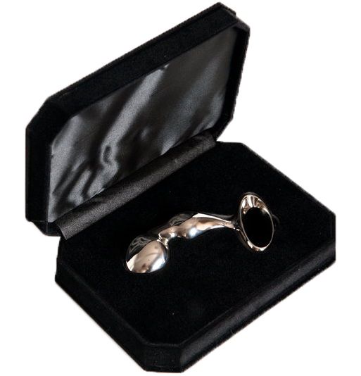 Серебристый анальный стимулятор с ручкой - 11,5 см. - фото 131385