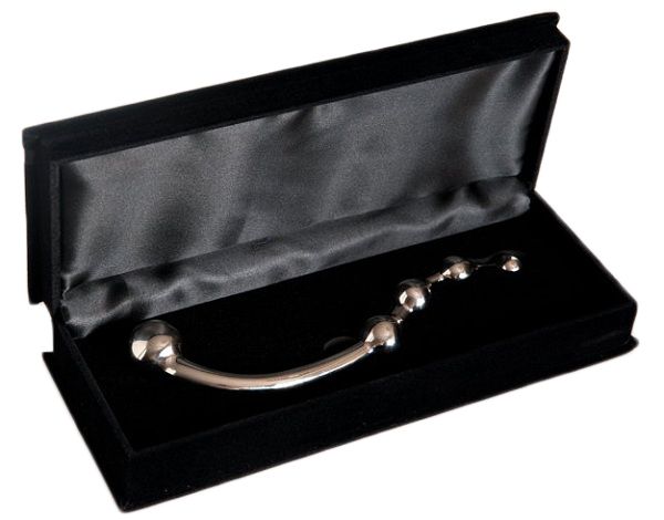 Изогнутый металлический стимулятор с шариками - 28 см. - фото 131387