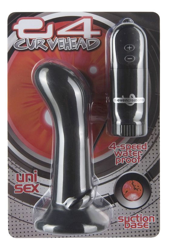 Черная анальная пробка с 4 режимами вибрации E4 CURVE HEAD - 11 см. - фото 131448