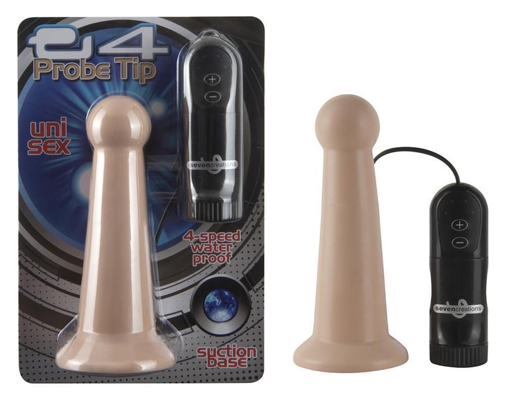 Телесная анальная пробка с вибрацией - 11,5 см. - фото 131464