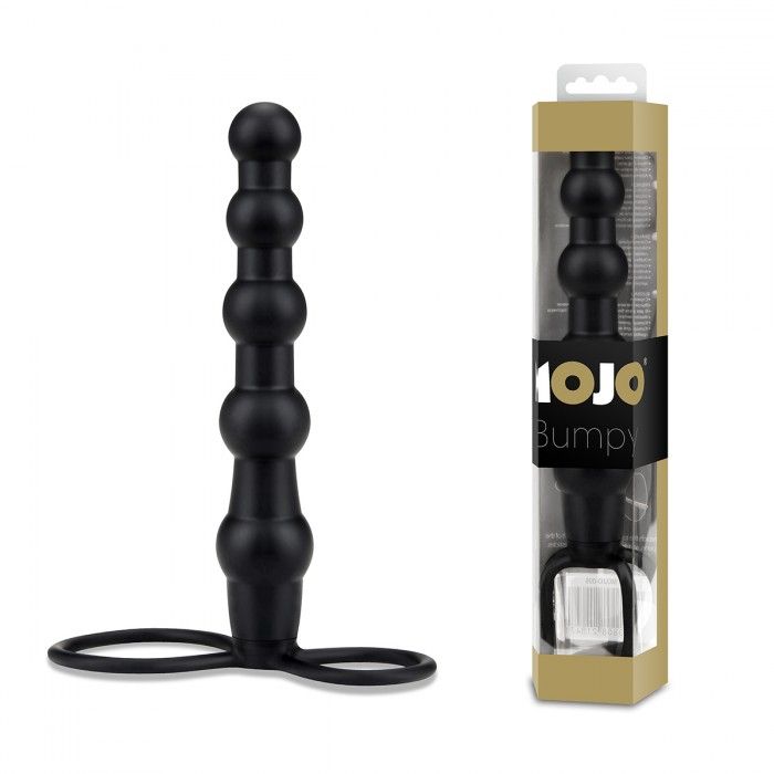Черная ёлочка-насадка для двойного проникновения Mojo Bumpy - 15 см. - фото 131471