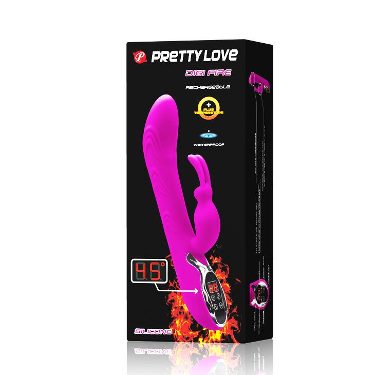 Вибромассажер с подогревом Digi Fire - 24,5 см. - фото 131779