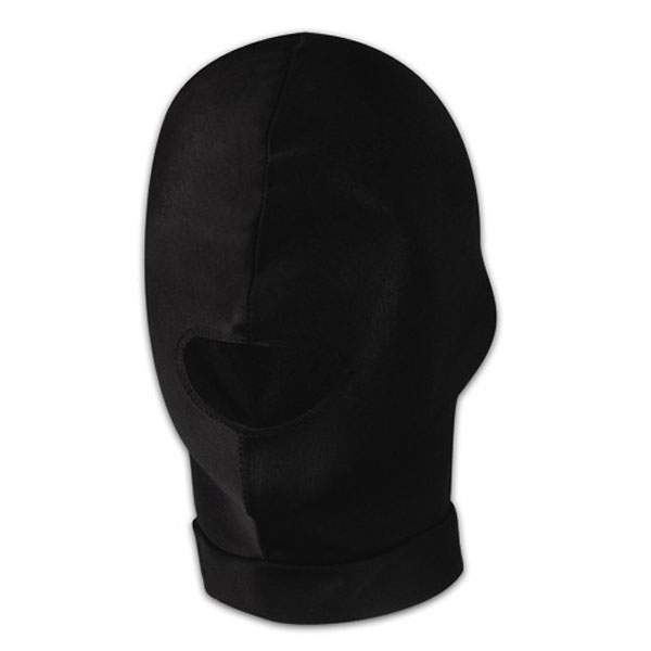 Черная эластичная маска на голову с прорезью для рта Lux Fetish LF6007 - фото 697867