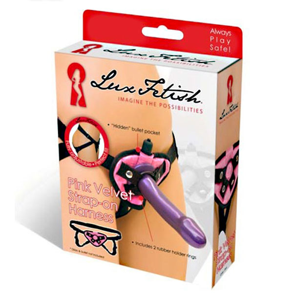 Черно-розовые плюшевые трусики для страпона - фото 131869